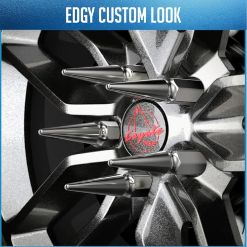 Image of Wheel Accessories Parts 32 Pcs + 1 Key M14x1.50 14x1.50 Thread Spike Hex 4.40 inch Long Lug Nuts Chrome 3 /4 inch 19mm Hex Fits Ford F250 /350 Super Duty Silverado Sierra 2500 3500 Ram 2500 3500