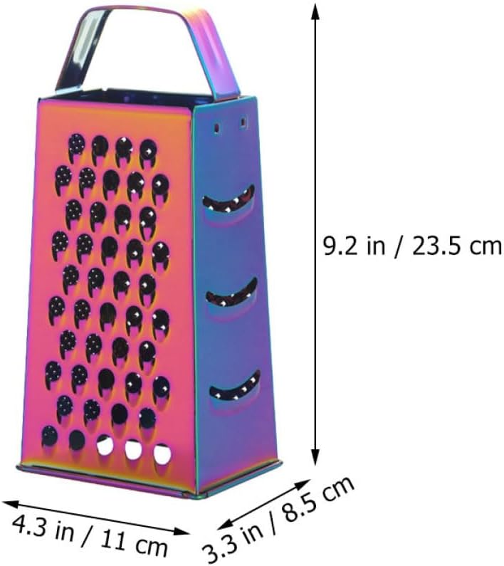 Gadpiparty Stainless Steel Cheese Grater with Handle and 4 Sides Multi-function Vegetable Grating Tool Portable Kitchen Shredder for Fruits, Cheese, and Vegetables