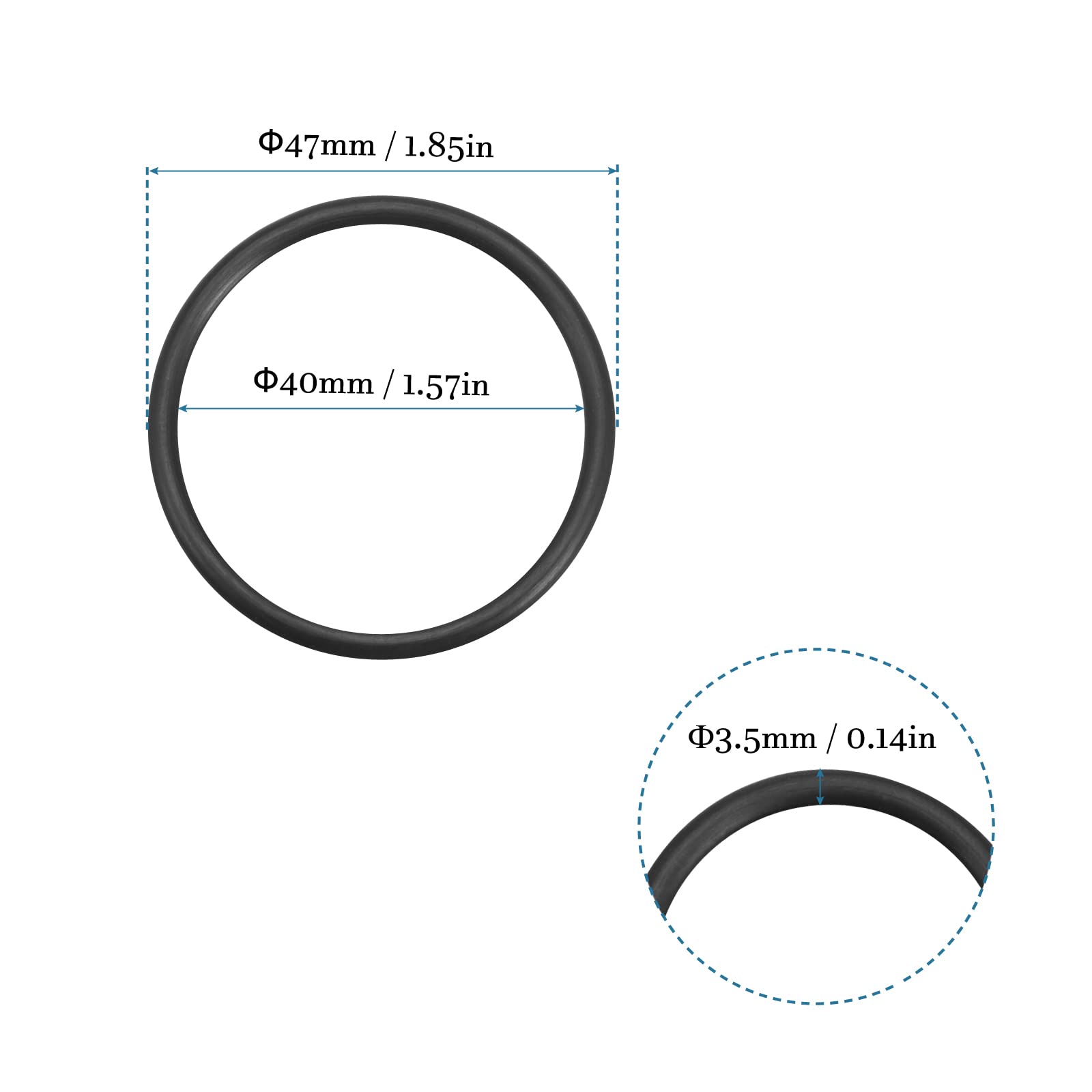 QUARKZMAN 47mm x 40mm x 3,5mm Nitrilo Goma Juntas Tóricas x 10uds Redondo Junta Arandela para Grifo Plomería Reparación Sellado Conexión [Negro]