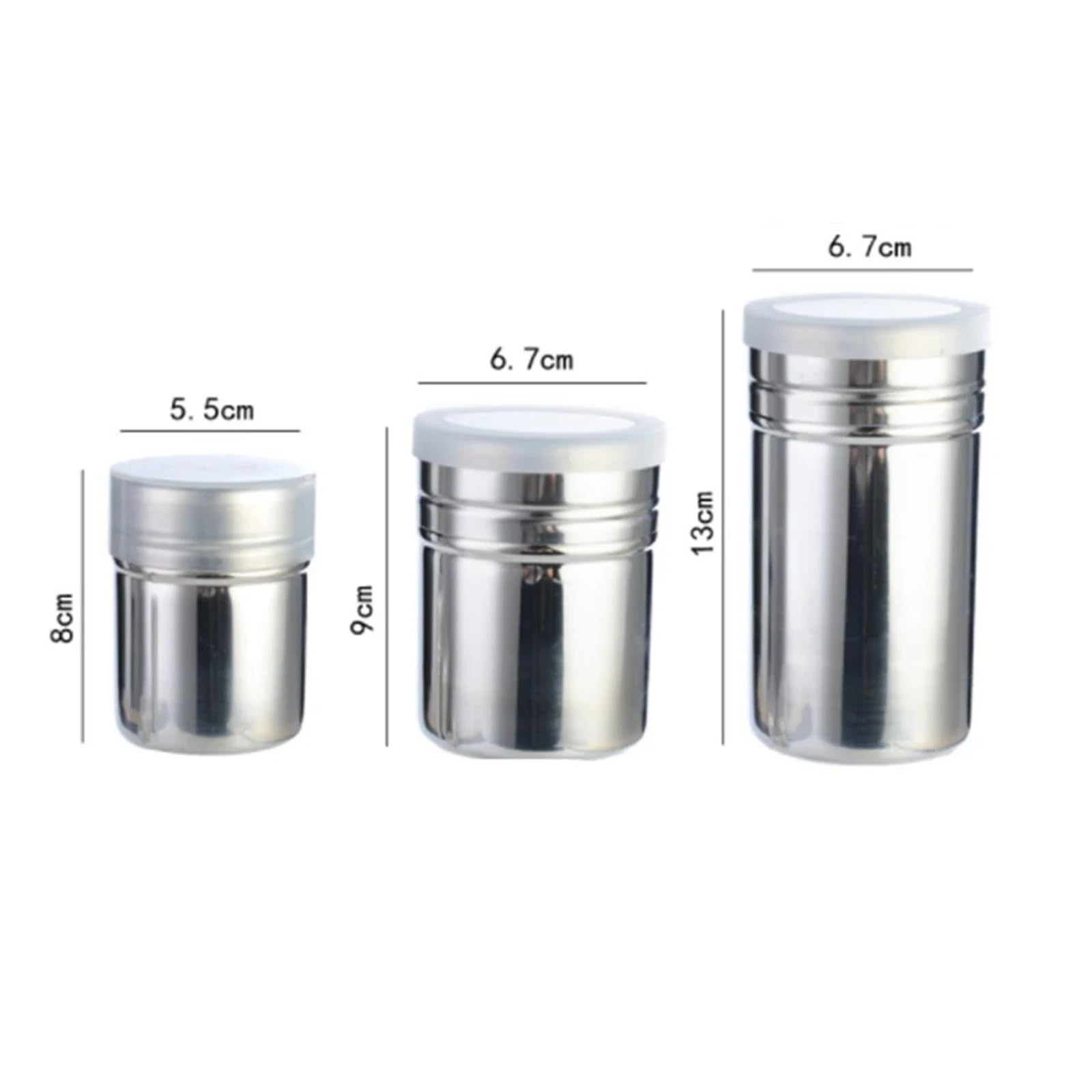 Pulverstreuer 1 PC-Puderzuckerstreuer mit Deckel, Zimtglasurdosen, Kakaomehl, Edelstahl(S)