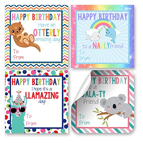 Etiquetas de regalo de cumpleaños de 2.5 pulgadas, tarjetas cuadradas mixtas Amanda Creation 3
