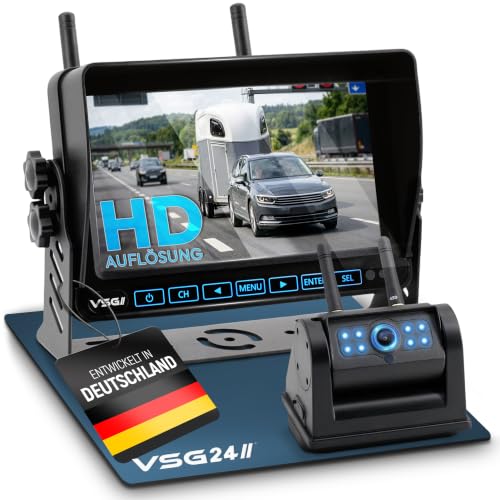 VSG24 Element HD Funk Rückfahrkamera Set – 7 Zoll HD Monitor – wetterfeste IP...
