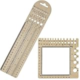 2 Stück Sockenlineal zum Stricken, Knitting Needle Gauge, Buchsbaum Material, mit Größenangabe, Strick Zubehör, Geeignet zum Stricken von Socken, Mützen und Schals