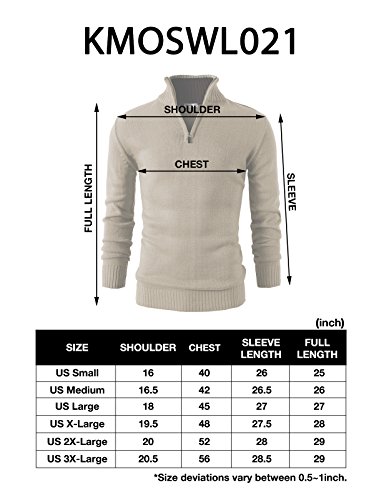 H2H Mens Casual Basic Pullover Sweater Of Neck Zipper Beige Us M/Asia L (Kmoswl021) #TOP5
