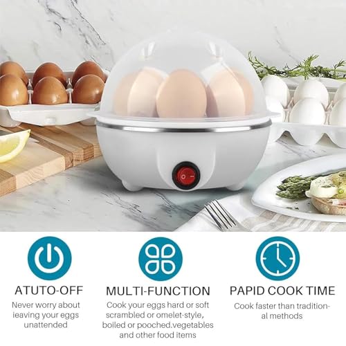Image of Egg Boiler Poacher Electric Steamer Rapid 7 Eggs Capacity Cooker with 3 Boiling Modes & Overheat Protection for Quick Hard Boiled, Poached & Scrambled Eggs Vegetable Steamers Tray (BPA-Free)