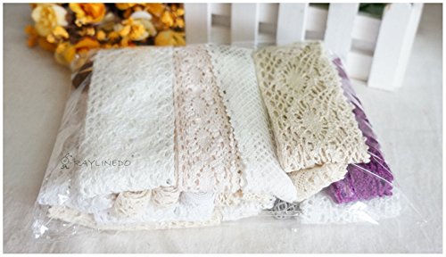 Raylinedo 20 Meters Assorted Vintage Style Cotton Lace Ribbon Trim Bridal Wedding Scalloped Edge Crochet Lace Diy Sewing Accessory Collection A #TOP5