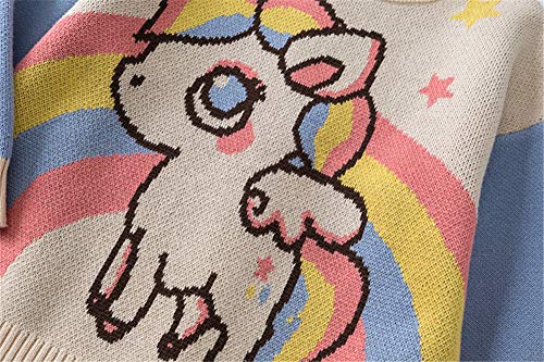 Mud Kingdom Fancy Toddler Girls Sweater Cute Unicorn Stars Beige 4T4