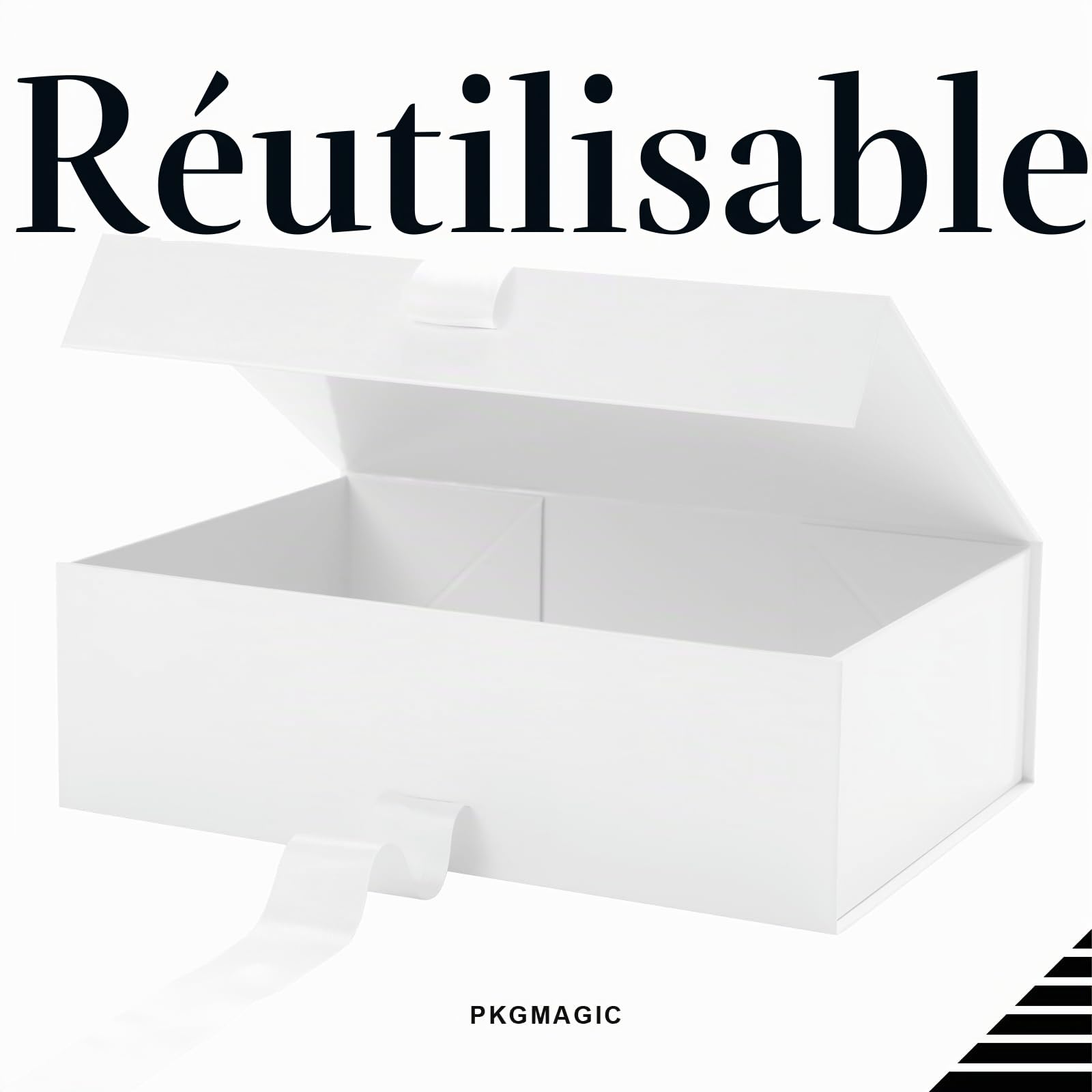 PKGMAGIC 6 Grande Boîtes Cadeaux avec Ruban 35,6 x 24,1 x 11,4 CM, Boîtes Cadeaux Vide, Boîtes Cadeaux Blanche avec Couvercle, Boîtes de Demande en Mariage pour Demoiselle D'honneu(Brillant)