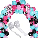 Sumind 144 Pieces Music Balloons Birthday Garland Kit Music Sign Foil 5 Inch 10 Inch Rose Red Black Blue Pink Latex Balloon for Birthday Karaoke Decorations Party Supplies