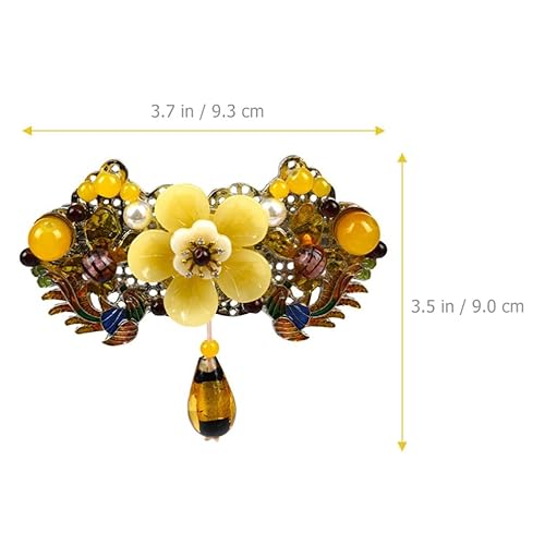 Miniatura 6 de minkissy Pasadores florales retro, pinzas para el cabello de cristal fénix, pasadores de pelo de cristal naranja, colgante de cuentas de cristal