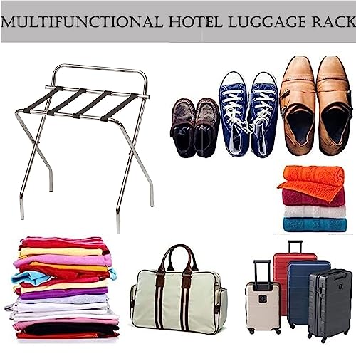 Porte-bagages pliable en métal massif noir pour chambre d'hôtel et support de valise 60x40cm - 5