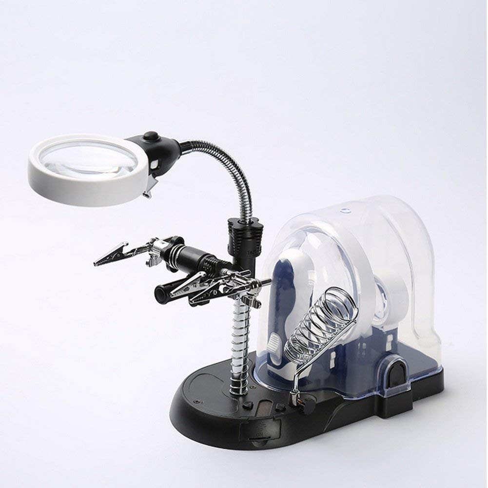 asdchZen Magnifying Glasses,Desktop Magnifying Glass Assistant Clip Interchangeable Lens Magnifier Multifunction Handheld Magnifier 2.5X 5X 16X Optics Hd Glass Lens