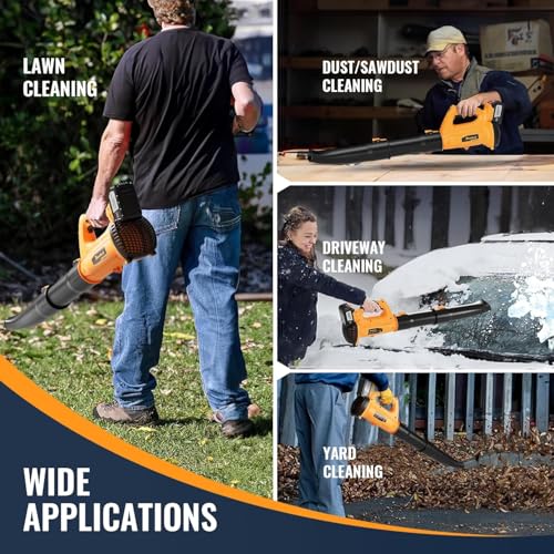 Cordless Leaf Blower 21V Battery Powered, 6 Speed Mode, 2000RPM 450 CFM Electric Hand Leaf Blower Lightweight for Lawn Care, Blowing Leaves or Snow 8 Cordless Leaf Blower 21V Battery Powered, 6 Speed Mode, 2000RPM 450 CFM Electric Hand Leaf Blower Lightweight for Lawn Care, Blowing Leaves or Snow - Image 8