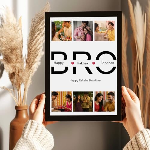 Image of Art Street Personalised & Customized Gift For Rakshabandhan, Raki Photo Frame Collage with Photo upload, DAD Photo Print with Framed For Birthday, (Color: Black, A4)