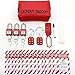 Lockout Tagout Kit Electrical Loto - Group Lockout Hasps, Lockout Tags, Safety Padlocks with Number, Nylon Ties with Pocket Bag(Red Kit)