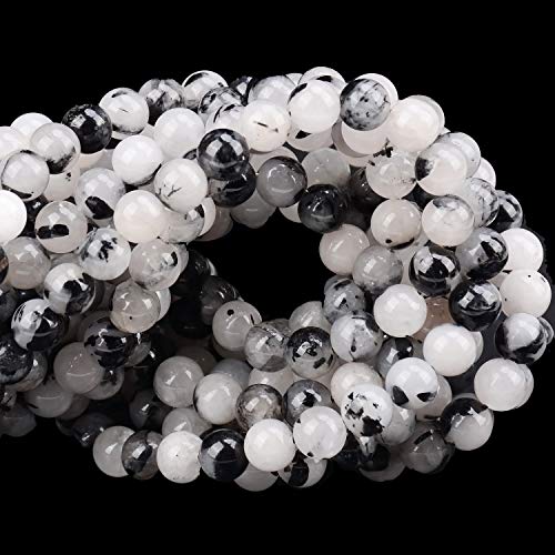 Image of 100PCS Tourmaline Quartz Beads, Smooth Surface, Loose 8mm Tourmaline Quartz Beads for Jewelry Making DIY Gifts, Necklaces, Bracelets, Yoga Bracelets (Tourmaline Quartz, 8MM)