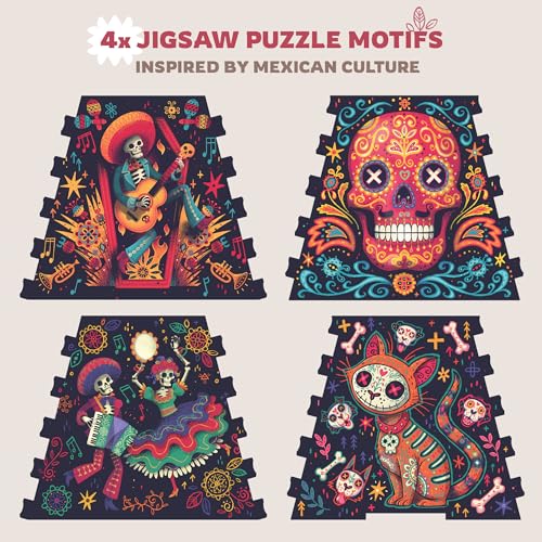 Image of iDventure Cluepuzzle Pyramid of the Sun, Day of the Dead Expansion | 4 Additional Puzzle Motifs, Day of the Dead Artwork, Base Game Required, Escape Room Puzzle Game for Adults and Families