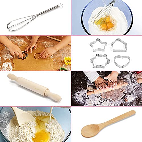 12 Stücke Kinder Chef Set, Kochbackset Kinder, Chef Role Play Set, Spielküche Kochset, Inklusive Schürze, Kochmütze… – Bild 6