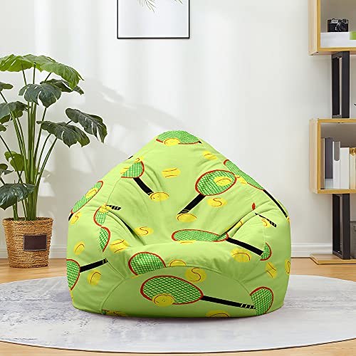 Treer Housse de Pouf Poire Imprimé de Base-Ball pour Enfants Adulte sans Remplissage Tissu Confortable Amovible Lavable Fauteuil de Pouf Poire pour Intérieur...