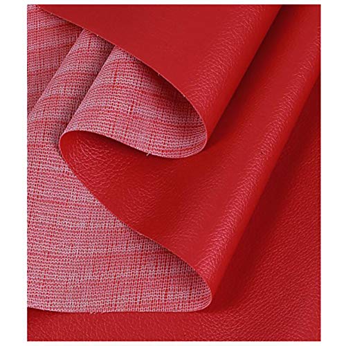 Tissu cuir simili cuir d'ameublement rouge à grain texturé pour finitions de luxe