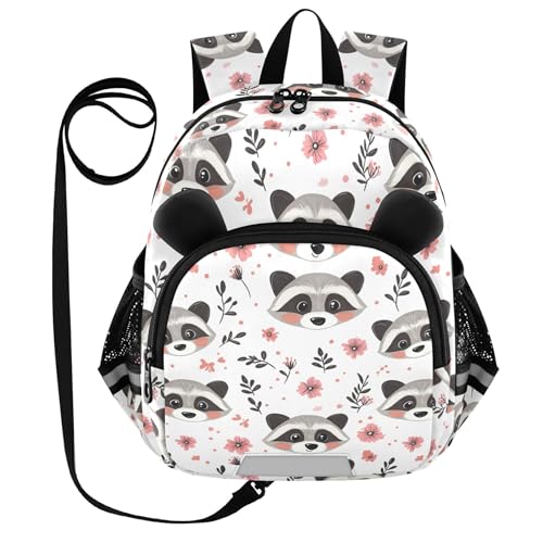 Cute Raccoon Flowers Toddler Backpack for Girls Boys,Preschool Kindergarten Backpack Kids Backpacks B0404627