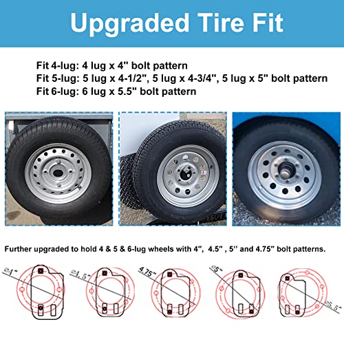 Qualward Spare Tire Carrier, Spare Tire Bracket For Trailer, Powder Coat Steel Black, Fits 4 & 5 & 6 Lugs Trailer Wheels On 4", 4.5'', 4.75'', 5'' And 5.5'' Bolt Patterns #TOP3