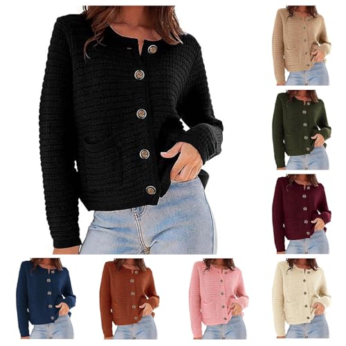 Womens Cropped Cardigan Sweaters Casual Open Front Button Down Knit Cardigans Lightweight Cable Jacket Coat Outwear2
