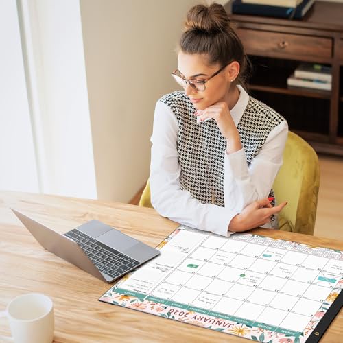 Image of Ospelelf Desk Calendar 2026-2027 Large 22 inchx17 inch Monthly Family Office Planner Pad with Protective Cover 18 Months January 2026 - June 2027 Ditsy Floral