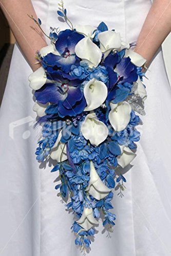 Silk Blooms Ltd Ivory Lily Blue Delphinium Vanda Orchid Bridal Wedding Bouquet Buy Online In Zambia At Zambia Desertcart Com Productid 22191037
