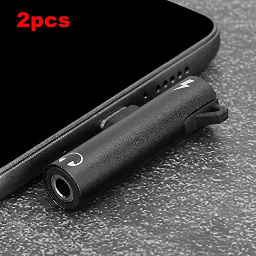 Fdit 2-in-1 USB-C to 3.5mm Audio Adapter & Charging Female C Port, Right Angle USB C Splitter for Phone and Tablet (Black) - Image 2