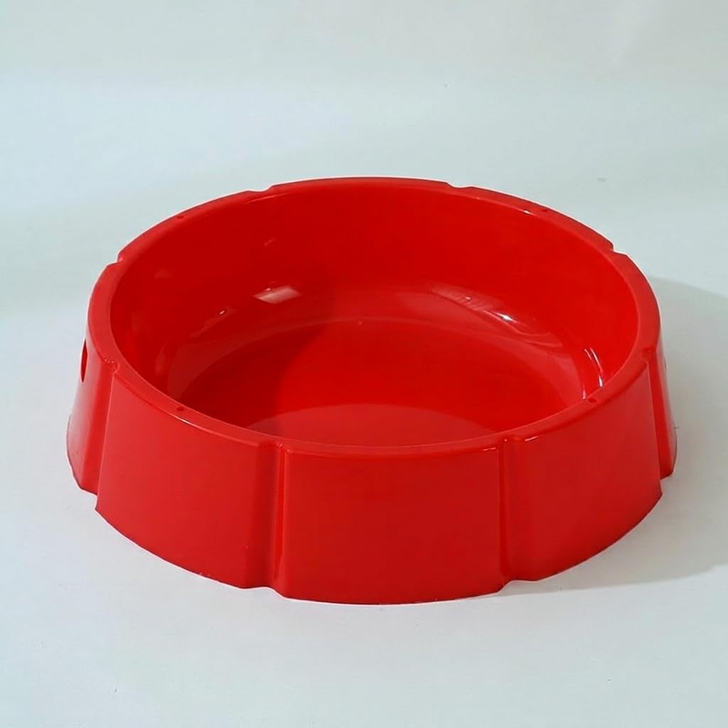 Distributeur Nourriture pour Poulets en Plastique, Alimentation Lente et Stable, Équipement Ferme, Rouge, Rond, Rouge