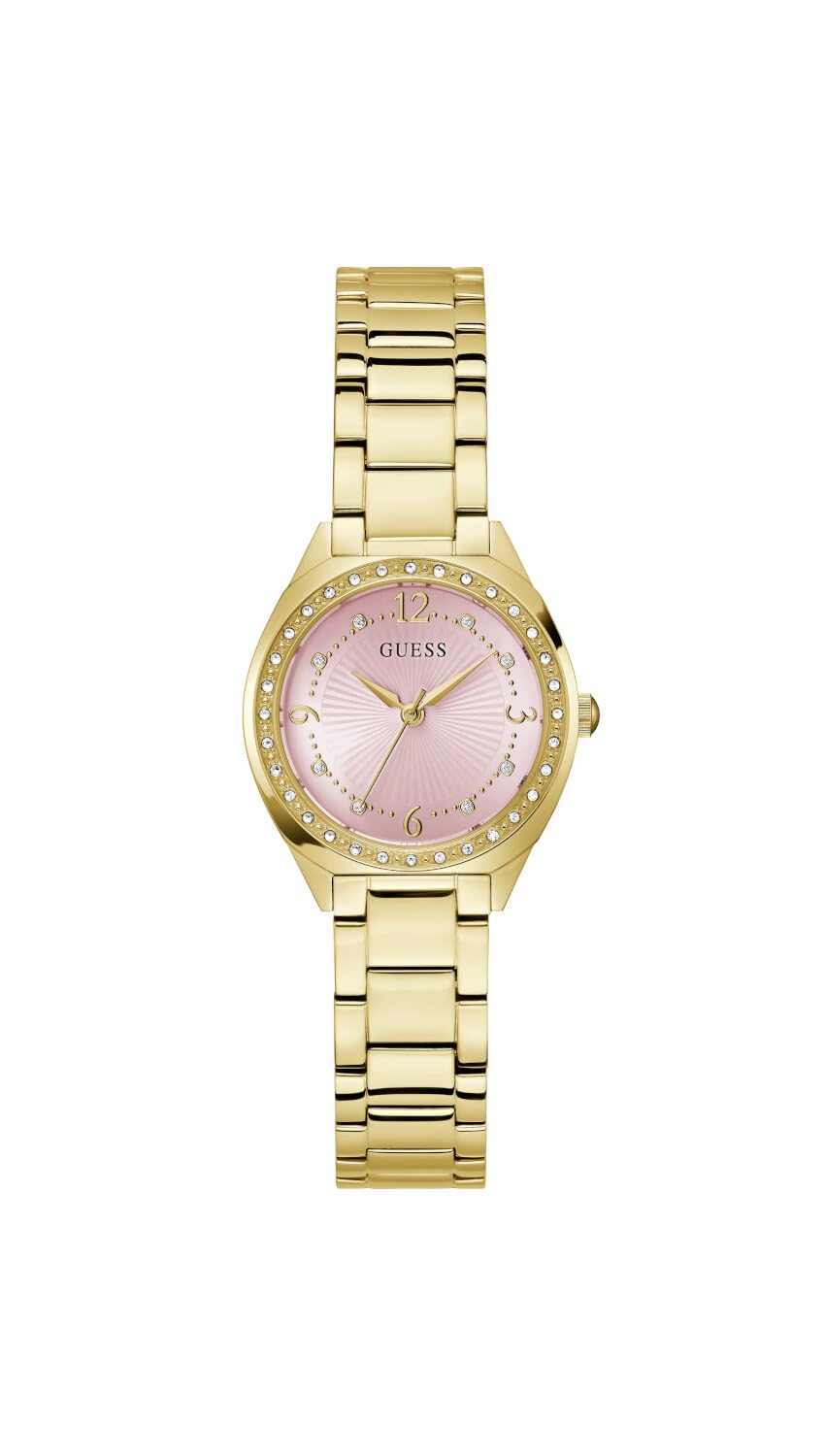 Guess Charlotte GW0767L7 - Reloj de Pulsera analógico para Mujer, Cuarzo, Acero Inoxidable, 30 mm, Correa de Acero Inoxidable, 3 Bares, Color de la Esfera: Rosa