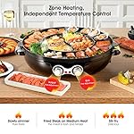 Hot Pot with Grill, 2000W 2 in 1 Electric Hot Pot Grill Cooker with Dual Temperature Control for 1-8 People, Multi-function Smokeless Shabu Korean BBQ Grill for Simmer, Boil, Fry, Roast - Image 5