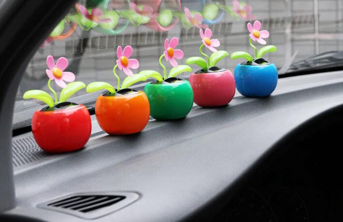 Fleur Solaire Animée Anawakia - Ø10cm - Pour Voiture, Balcon Ou Bureau - Mouvement Oscillant Énergie Solaire