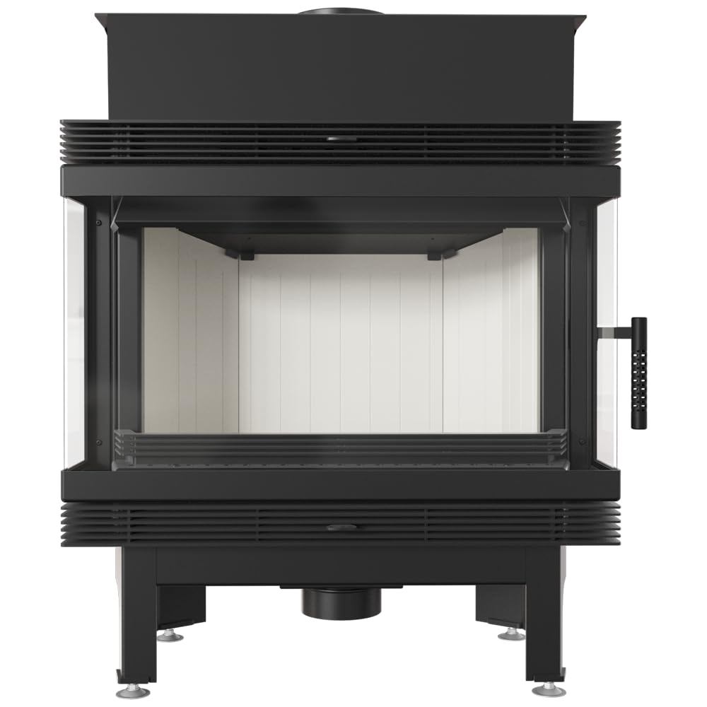 KRATKI Inserto per camino in acciaio a legna BLANKA 11 kW Ø180 bifacciale A | Acciaio nero, efficienza 78%, classe A. Ecodesign, BImSchV 2.; con grande vetro; combustione efficiente; basse emissioni
