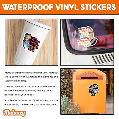Image of MAIANEY (3 Pcs) Strong Women Affimation Feminist Stickers Womens Rights Stickers Not Fragile Like A Flower Women's History Month Gifts Women's Day Gifts Decorations Laptop Water Bottle Phone Window