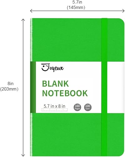 Miniatura 7 de JOYEUX Cuaderno en blanco, tamaño A5, 160 páginas, 3.53 ozm de grosor, cuaderno de bocetos de tapa dura para escribir, cuadernos de 5.7 x 8 pulgadas