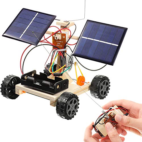 3D Wooden Puzzle Solar Car Model Kit Educational Science Kits, Powered DIY Assembly Electric Motor Wireless Remote Control Solar Car Educational Science Toys for Adults Boys Girls Ages Over 10
