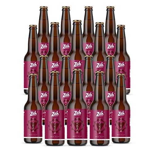 Image of Zoh Probiotics Berry Blast Kombucha|Green Tea With Living Probiotics,Detoxifying Acids,And Digestive Enzymes,Raw,Unfiltered&Unpasteurized With Mother. Made With Real Berries(330 Ml,Pack Of 18),17 Kg