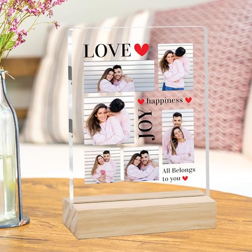 Image of Giftplease Customized Photo Frame with Wooden Stand | Transparent | Personalized Couple Picture Frame Gift for Girlfriend, Boyfriend, Husband, Wife |Anniversary, Wedding, Valentine s Day C 13