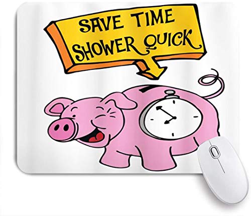 Preisvergleich Produktbild Benutzerdefiniertes Büro Mauspad,Lustiges Sparschwein mit einer tickenden Uhr Sparen Sie Zeit,Anti-slip Rubber Base Gaming Mouse Pad Mat