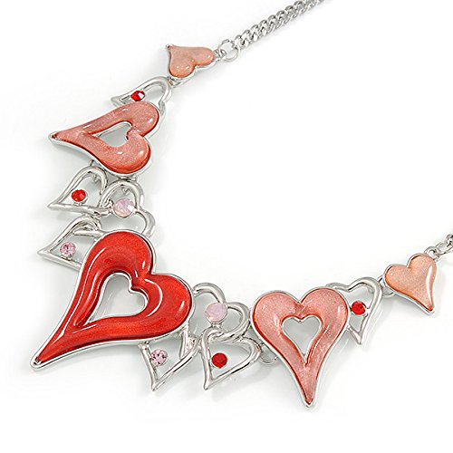 Juego de collar y pendientes de cristal rosa Avalaya con cadena ajustable de 40 cm 5