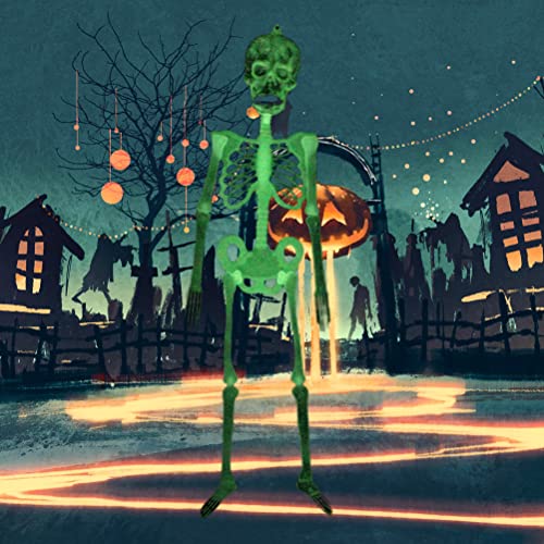 soobu Świecący szkielet na Halloween, wielofunkcyjna dekoracja na Halloween na karnawał (90 cm wysoki szkielet lampki nocnej)