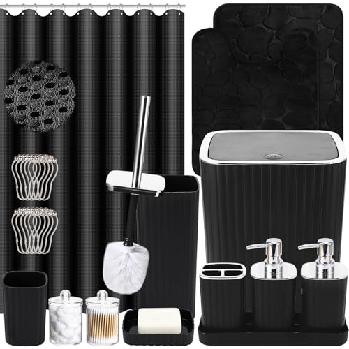 XLHOMO Bathroom Set with Shower Curtain and Rugs- 25PC...