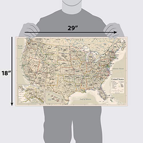 Antique Style USA Map - Wall Chart - Made in USA - Updated (LAMINATED, 18" x 29")  
Antique Style US Map - Kids Learning Tool - Educational USA Map (LAMINATED, 18" x 29")  
Antique Style USA Map - Office Decor - Made in USA - Updated (LAMINATED, 18"
