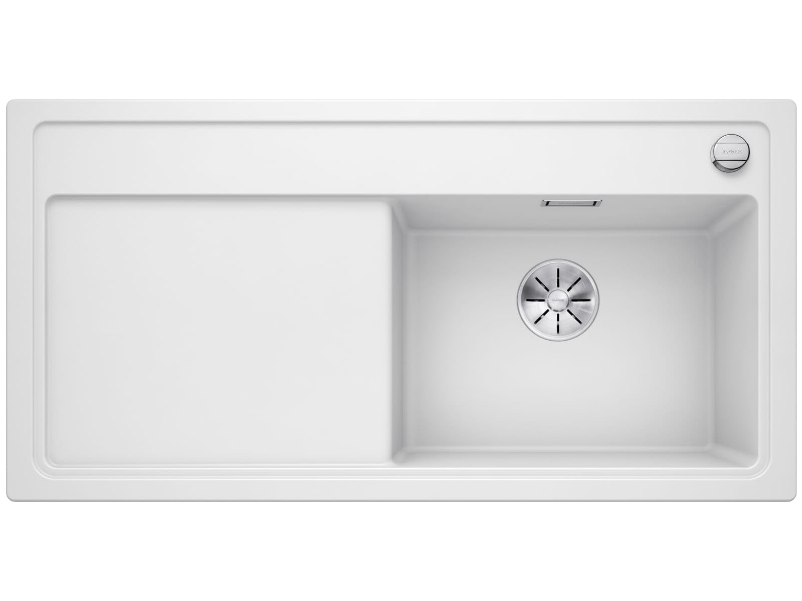 BLANCO ZENAR XL 6 S | Granitspüle aus SILGRANIT weiß | Einbauart: Einbau von Oben | Hauptbecken rechts | für 60 cm breite Unterschränke | Großes Becken | Reinigungsfreundlich | [100x51x20,2 cm]