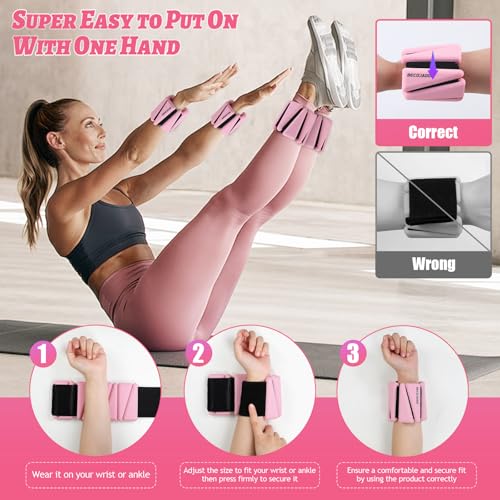 Image of BECOJADDE Ankle Weights Set of 2 (1 lb /2 lb /3 lb Each) Adjustable Wrist Weights for Women Men Wearable Arm Leg Weight for Pilates, Running, Walking, Workout, Yoga