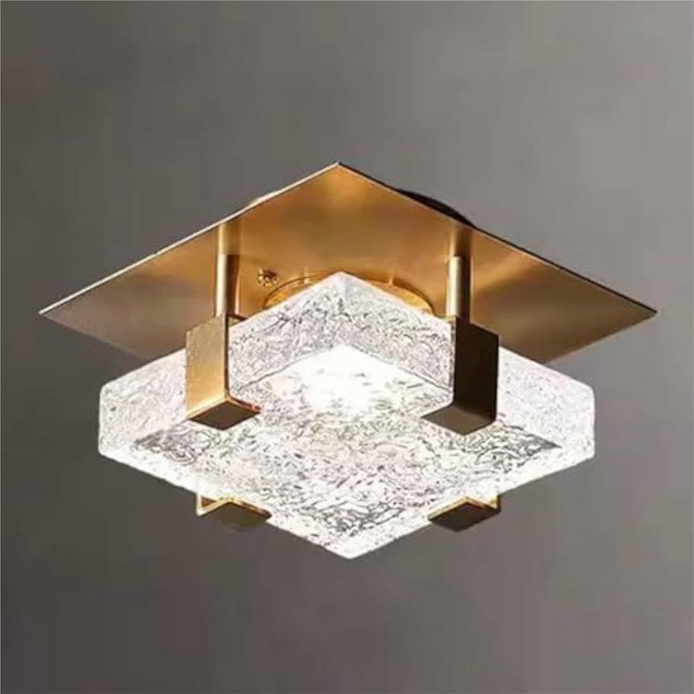 Applique da Parete Quadrata, Lampada da soffitto Moderna con Paralume in Vetro per corridoio, Bagno e Ingresso (Luce Bianca 6000k)