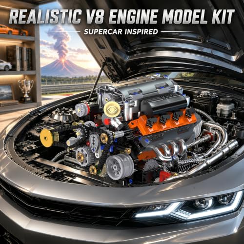 Image of V8 Engine Model Kit, 767 PCS Mini Car Engine Building Sets