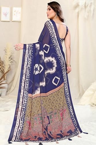 Image of MIRCHI FASHION Saree for Woman Chiffon Shibori Printed | Lightweight Regular Use and Professional Office Sari with Blouse Piece